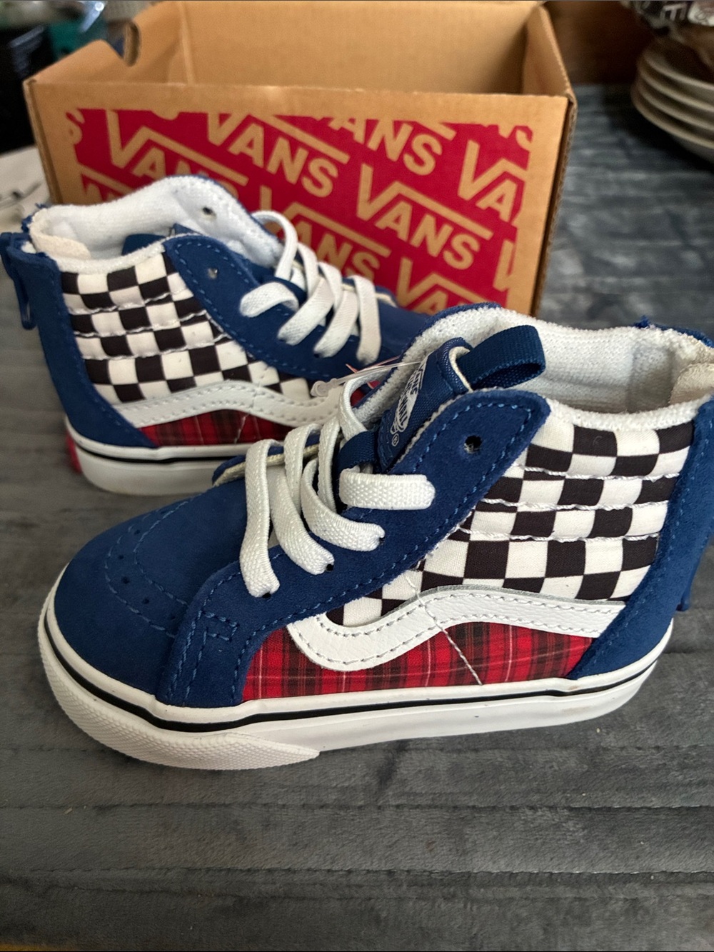 Vans Kids Navy and White High-Top Sneakers